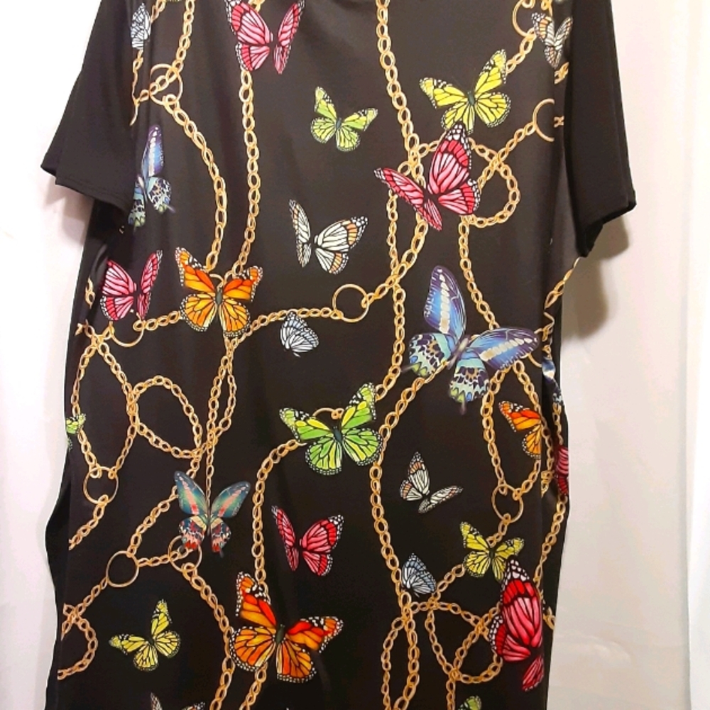Butterfly Round Neck Tunic- Top - 1X